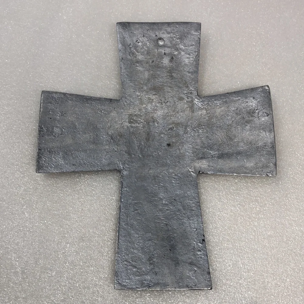 Vintage Pewter Cross Silver Tone Religious Decor